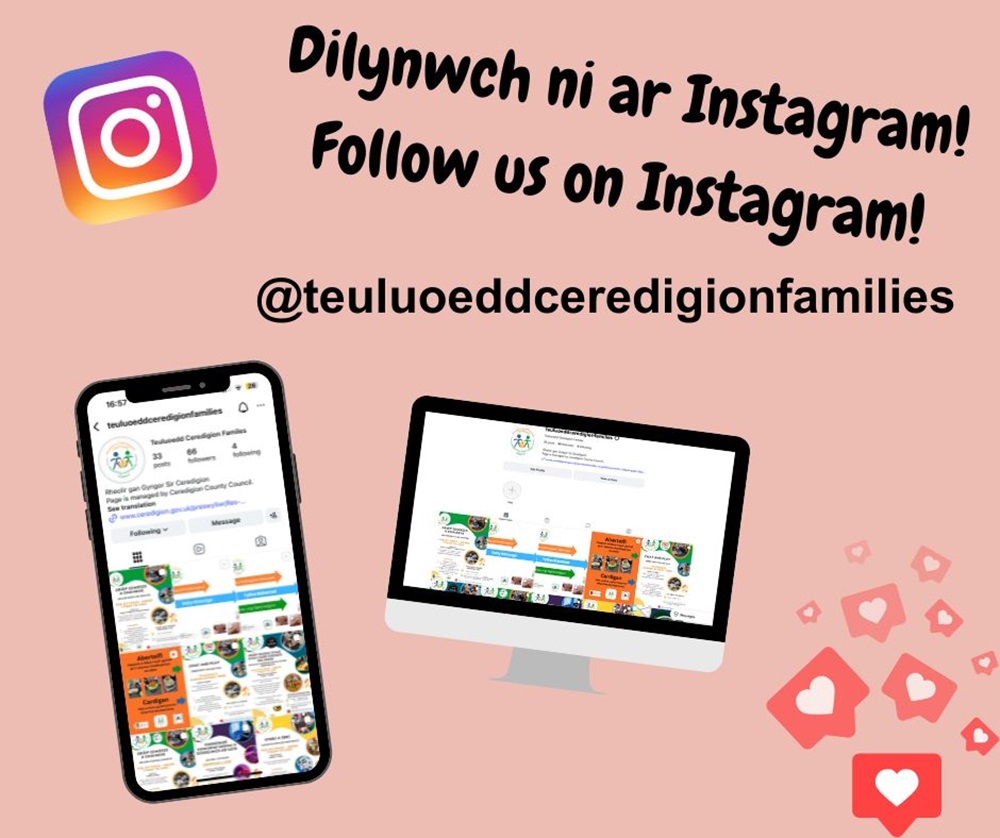 Instagram @teuluoeddceredigionfamilies 