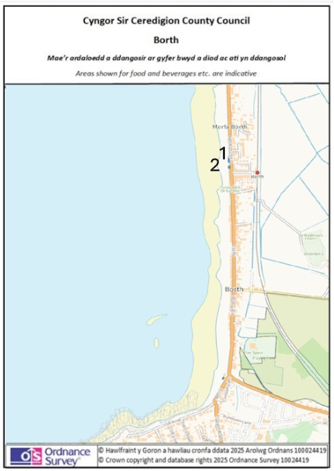 Map displaying land available to lese in Borth