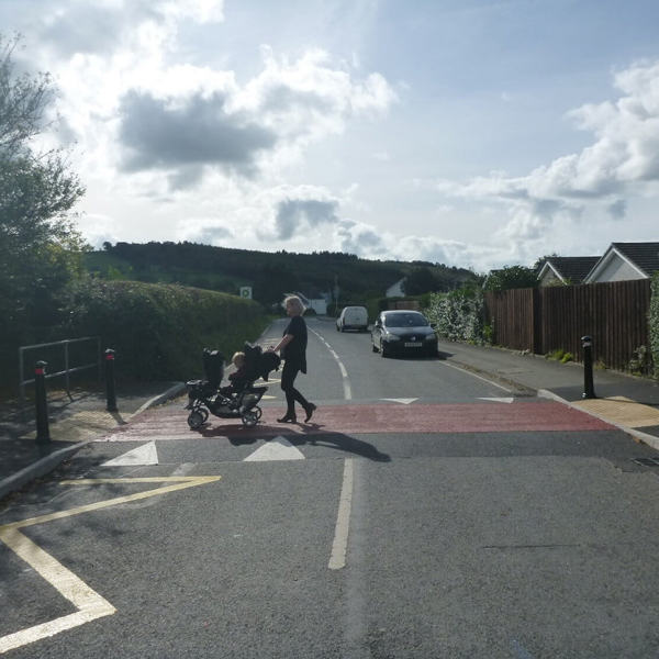 Raised Table Crossing at Penrhyncoch Primary School, part of new 20 mph zone