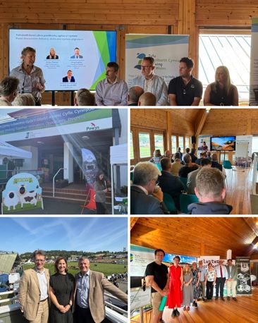 A collage of images taken from the Growing Mid Wales sessions held at this year's Royal Welsh Show; panel discussions, presentations