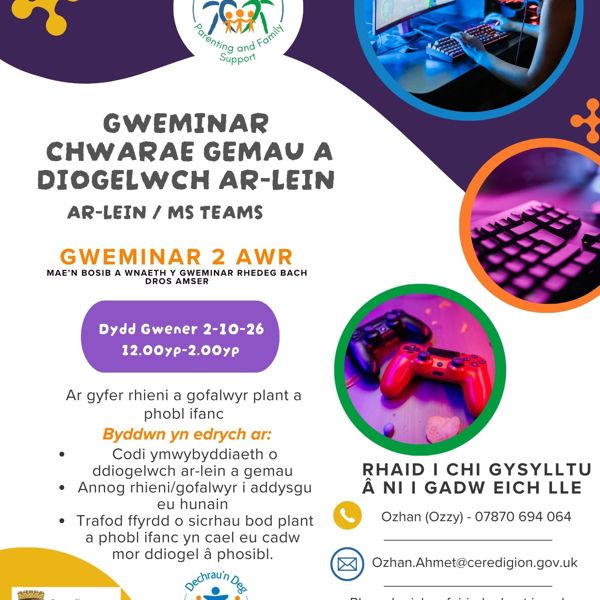 Gweminar Chwarae Gemau a Diogelwch Ar-lein