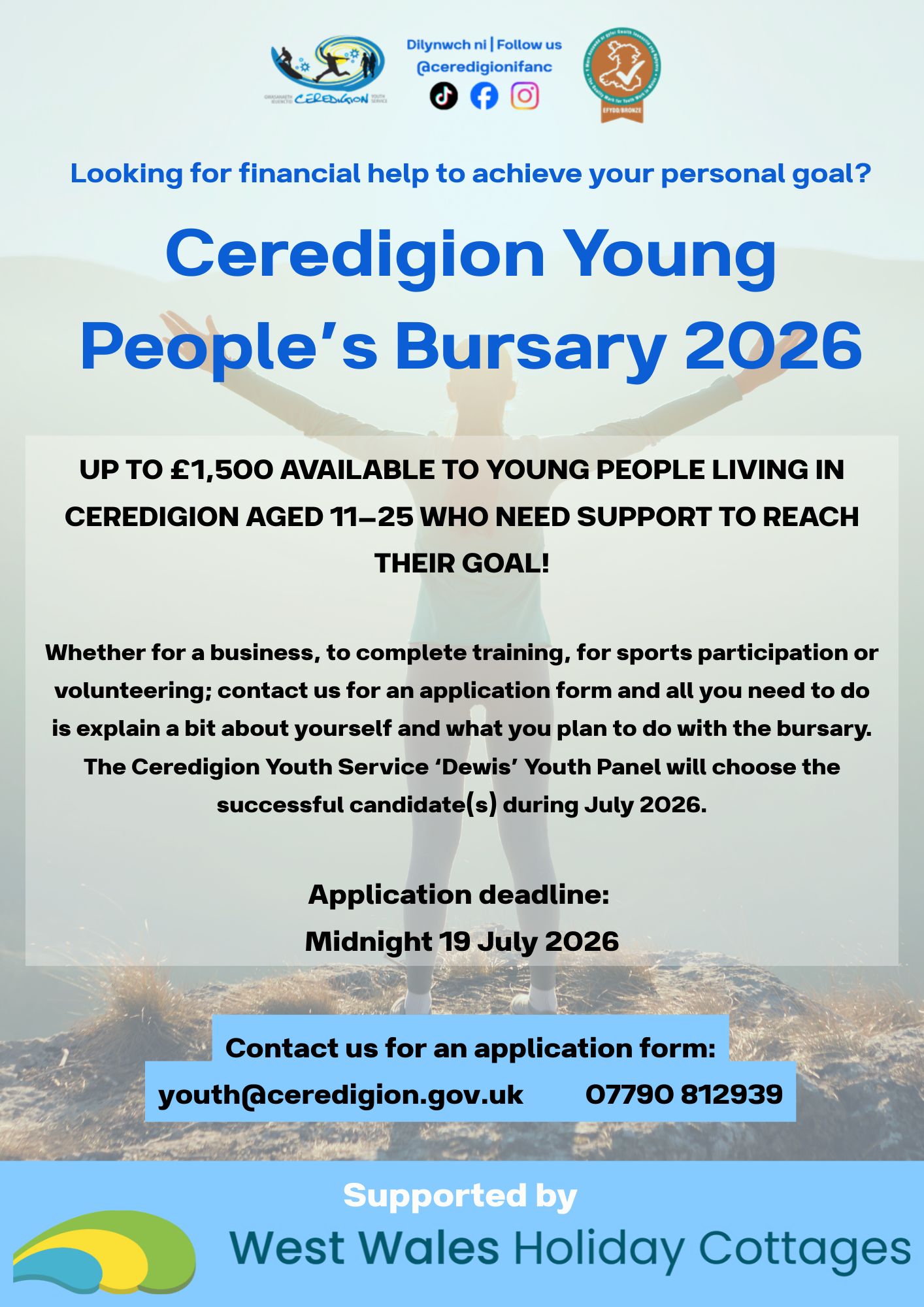 An opportunity for young people to apply for £1,500 bursary